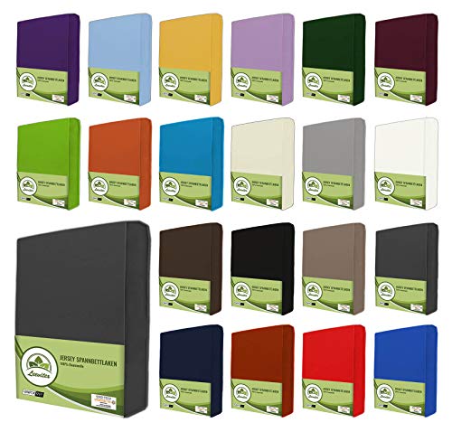 leevitex Drap-Housse en Jersey 100% Coton Différentes Tailles et Couleurs de qualité supérieure Certifié Öko-Tex Standard 100, Coton, Marron Chocolat, 90x200-100x200 cm