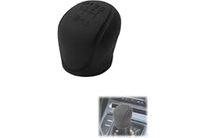 CULEB Funda universal para palanca de cambios de coche, Cubierta de Perilla de palanca de Marchas, protector de pomo adherente, Funda palanca de cambios, Silicona, Universal, Negro, 6 Marchas