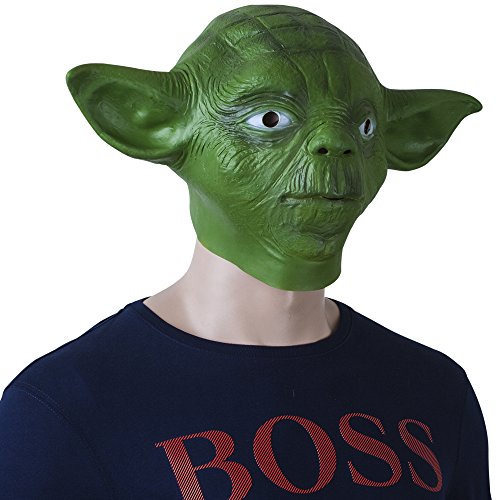 VENKON – Abgefahrene Jedi Kopfmaske „Master Yoda“ aus Latex – Einheitsgröße für Erwachsene – Farbe: grün - 2