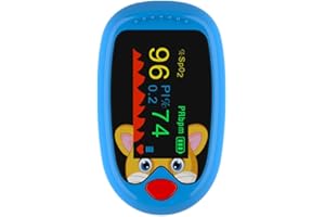 Lvozize Oxymètre de Doigt Professionnel, Saturometre Oxymetre de Pouls Moniteur de Fréquence Cardiaque Écran LED Surveillance du Pouls Oxygene Appareil pour Mesure pour Enfant (Bleu)