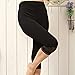 Liang Rou Maternity Elastane Adjust Waistband Cropped Leggings Lace Trim Color Black