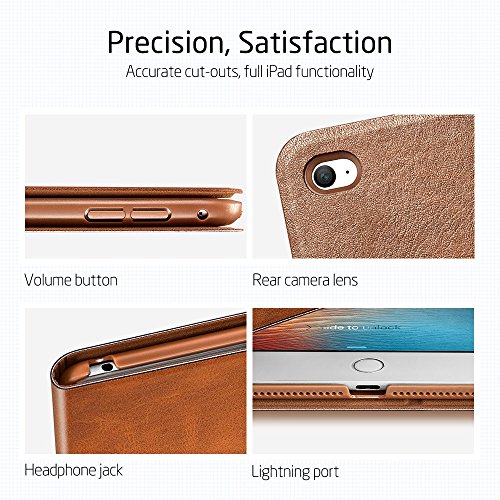 iPad Air 2 Hülle, ESR® Auto aufwachen / Schlaf Funktion Case und Einstellbarem Blickwinkel Funktion Schutzhülle für iPad Air 2/iPad 6 (Braun Brigade) - 5