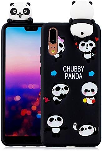 Cute Case for Huawei P20, Silicone Case Cover for Huawei P20, Soft Silicone Gel TPU Rubber 3D Lovely Case for Huawei P20, ZCRO Flexible Funny Cartoon Creative Unique Animal Design Stylish Durable Skin Shell Ultra Slim Fit Lightweight Cover Bumper Case Protective Back Case for Huawei P20 (Cute White Black Panda)