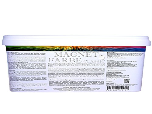 Jetzt noch stärker! 1 Liter Esocor® Magnetfarbe classic + 5 Neodym- Test Magnete Gratis – verleiht jeder Wand Anziehungskraft – stark magnethaftend – sehr Allergikerfreundlich – Ohne Konservierungsmittel – Ideal für sensible Innenräume - 2