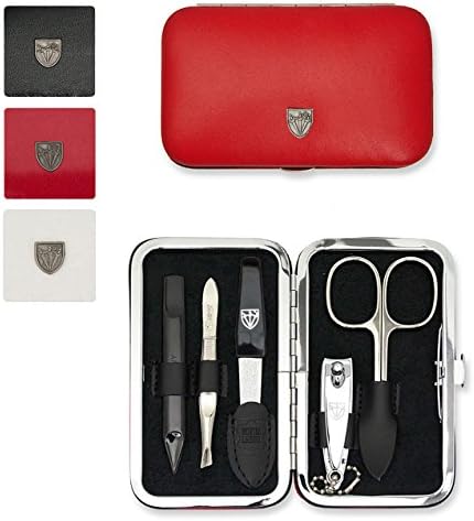 THREE SWORDS | Exclusive 5-Piece MANICURE - PEDICURE - GROOMING - NAIL CARE set / kit / case - GENUINE LEATHER | VARIOUS COLOURS | Made in SOLINGEN / GERMANY (002976)