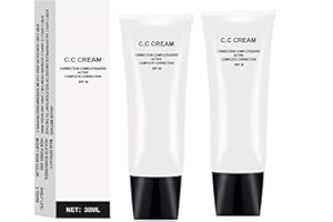 FLEDIMO Cosmetics CC Cream, Skin Tone Adjusting CC Cream SPF 43, Colour Correcting Self Adjusting for Mature Skin (2PC)