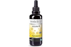 NUTRIVA Vitamina A, Integratore Alimentare Naturale Vegan, Pelle, Vista, Sistema Immunitario, 30ml in Gocce