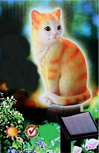 L-24 Solar Stableuchte sitzendes Kätzchen Beleuchtung rot/weiß