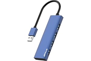ANYPLUS USB Hub, USB 3.0 Hub Aluminum Alloy Ultra Slim USB Splitter, Portable 4 Port USB Extender, USB Hub for Laptop, PC, MacBook, iMac, Surface Pro, Mac Pro, Flash Drive, XPS 【Blue】