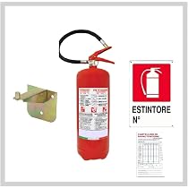 Estintore A Polvere KG 6 Omologato Con Staffa E Cartello – Pronto All'Uso, Certificato, Con Tagliando Di Controllo (Scadenza Tagliando Non è Scadenza Estintore)