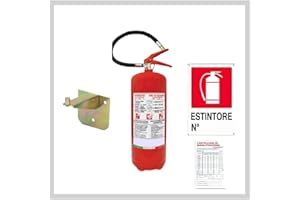 ART PESCA Estintore a Polvere Kg 6, Certificato, Fornito di Staffa - Cartello - Tagliando di Controllo (La Scadenza del Tagliando Non è la Scadenza dell’Estintore) – Estintore Pronto all’Uso TAG Nr E1061