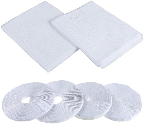 Faburo 2pcs Window Insect Screen Net Mesh Fly Bug Mosquito Protector with 4 Rolls Self-adhesive Tapes