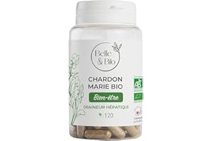 BELLE & BIO DIGESTION - Chardon Marie Bio - DETOX FOIE - Certifié Ecocert - Pilulier 120 Gélules - Fabriqué en FRANCE