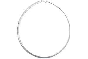 Bling Jewelry Collier Ras-Du-Cou En Maille Serpent Cubetto Omega Bicolore En Or Et Argent, Plat, Contourné Et Flexible Pour Femme Adolescente 5MM - 10 De Large