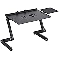 Foldable Laptop Table Stand Vented Computer Desk Bed Lap Tray 360 Degree Adjustable with Mouse Pad Cooling Fans
