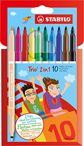 Stabilo Filzstift und Fineliner (in einem Trio 2 in 1, mit 10 verschiedenen Farben) 10er Pack
