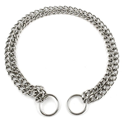 Moonpet-Stainless-Steel-P-Choke-Metal-Chain-Training-Dog-Pet-Collars-2-Row-Chrome-Adjustable-Collar