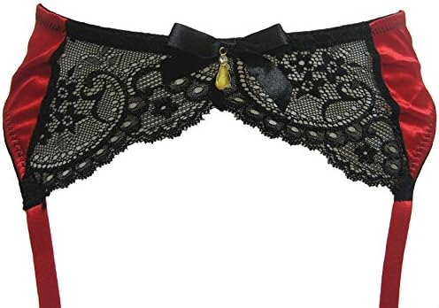Sexy Petite Suspender Belt in red satin with black lace (6-8)