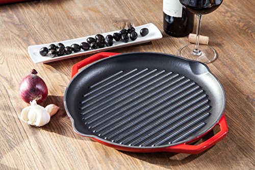 Tivoli / Grillpfanne aus Gusseisen für Induktion / BBQ Grill / Grillplatte / Durchmesser von 32 cm / Für perfekte Grillergebnisse / Plancha / Emaillierte Außenseite - 6