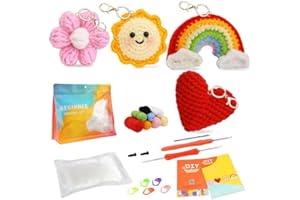 PBUSPU 4 Pcs Kit De Crochet Pour Débutants, Pour DéButants Kit Avec Fils Et Aiguilles à Crochet, Vidéo D'instructions, Kit D'animaux Au Crochet, Kit De Démarrage Au Crochet