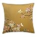Produktbild Ethnic Throw Pillow Cushion Cover, Ancient Chinese Ink Butterfly Plum Motif Folk Heritage Oriental Eastern Illstration, Decorative Square Accent Pillow Case, 18 X 18 Inches, Multicolor