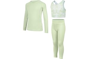 JiAmy Mädchen Yoga Leggings Mädchen Athletic Leggings Training Bras Set Kinder Gym Crop Tank Top Activewear Set für 5-12 Jahre