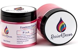 RESIN4DECOR Pigmento di Mica in Polvere Metallizzata Perlescente, Forte Purezza e Profondità, Atossico, per Trucco, Resina Epossidica, Gioielli, Tela, Arte fai da te, 25g (Pink)