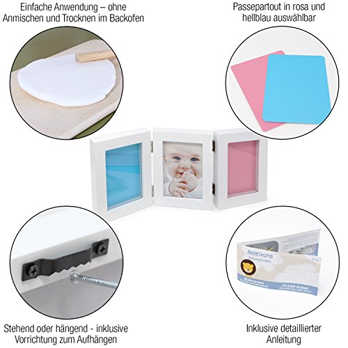 Amazy Bilderrahmen mit Abdruckset – Tolle Erinnerung an Ihr Baby mit Abdruck von Hand und Fuß - 3