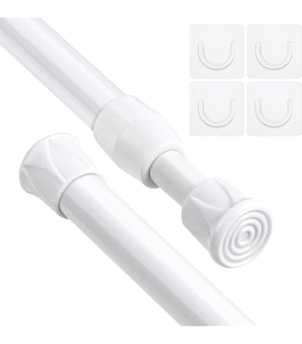 Tringle à Rideau Extensible à Ressort Télescopique En Plastique Blanc