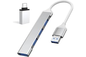 Kafeiya Hub USB,Adaptador Multipuerto 4 en 1 con 1 Puerto USB 3.0 y 3 de USB 2.0, Divisor de Transferencia de Datos,para PC,Computadora Portátil,MacBook,Unidad Flash USB