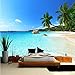 Produktbild Anasc Fototapete 3D, Meerblick-Strand-Palmen-Wandverkleidungs-Wandbild-Rolle, Wohnzimmer-Schlafzimmer-Hintergrund-Tapete-350(W) x 256(H) cm