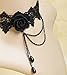 Produktbild EMAXELERS Elegant Rein Schön gotisch Maskenspiel Zubehör Band Braut Spitze Muster Halskette Necklace mit einem Silber Exquisite Kreuz-Anhänger Vintage romantische Handmade Prinzessin Princess Braut schwarz Spitze-Halskette Short Blumen-Halskette Perlenkette Religiöse Halskette für Mädchen,Black Lace Necklace with A Black Rose
