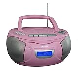 Aux-In Eingang Denver TCP-39 Kinder Mädchen Stereoanlage CD-Player Kassettendeck Boombox Sleeptimer Equalizer (Pink)