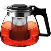 Isıya Dayanıklı Cam Demlik, S&uuml;zge&ccedil;li &Ccedil;aydanlık, Filtreli &Ccedil;ay Demleme &Ccedil;i&ccedil;ek &Ccedil;ayı ve Bitki &Ccedil;ayı İ&ccedil;in (900ML)