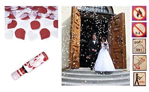 Lot 10 grenade    CONFETTIS P  tale Rouge Coeur Blanc Canon Mariage 29 5cm - 5 8m - 881