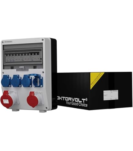 Stroomverdeler TD-S met 4 x 230 V 1 x 16 A 1 x 32 A CEE Mennekes stopcontacten wandverdeler bouwstroomverdeler stekkerverdeler doktervolt