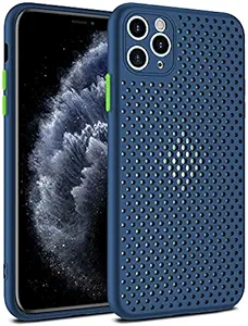 UNIKWORLD Heat Dissipation Phone Case, New Breathable Hollow Cellular Hole Heat Dissipation Case Full Back Camera Lens Protection Ultra Slim TPU Case Cover (Blue, Compatible with iPhone 11 Pro Max)