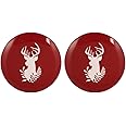 Side Plate Set of 2 - Hand Painted Red & White Reindeer Stoneware Crockery Dishwasher & Microwave Safe Christmas Reindeer Dinnerware Set