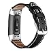 Produktbild samLIKE Leder Armband für Fitbit Charge 3 für Herren und Damen Ersatzarmband Einstellbar Weich Warme Sportarmband Kompatibel mit Fitbit Charge 3, 4 Farben, 75-190MM(Breit) (Schwarz)