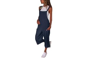 HAOLEI 2024 Damen Overall Aus Baumwolle Und Leinen, Günstig Latzhose Lässig Modisch, Jumpsuit Sommer Elegant Schick, Ärmelloser Cargo-Overall, Sommerhose Leicht Und Luftig, Romper Locker Atmungsaktiv
