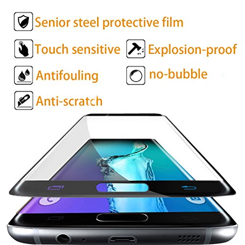 SamSung Galaxy S6 Edge Plus Displayschutz,Mture Schutzfolie [stoßfest] [robust und praktisch] Schutzfolie Gehärtetes Glas Displayschutzfolie für SamSung Galaxy S6 Edge Plus (Schwarz) - 2