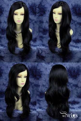 Stunning Long Wavy Black Ladies Natural Wigs UK