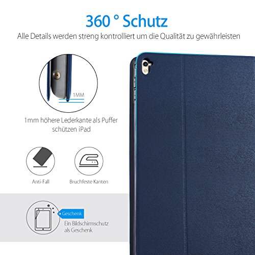 AUAUA iPad Pro 9.7 Hülle, iPad Pro 9.7 PU Leder Tasche Schutzhülle Schal + Clear Schutzfolie(Gift) für Apple iPad Pro 9.7 Zoll Apple Tablet - 5