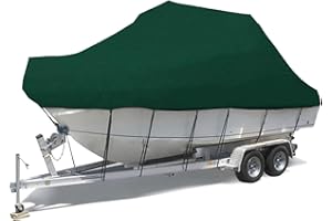 RTMX&kk 420D Housse De Bateau Remorque Marine De Qualité Oxford Material Bâche De Bateau avec Corde Fixe Etanche Housse De Protection Bateau pour Yacht Bateau De Pêche,Vert,17to19FT