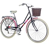 Lieferzustand: 85% vormontiert. Pedale, Sattel, Vorderrad, Lenker und Korb sind zu montieren. Zubehör: Kettenschutz, Schutzbleche, Ständer, Gepäckträger, Klingel, Frontkorb in Rattanoptik, Montagewerkzeug.