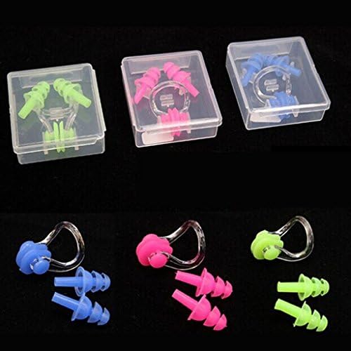 NEITU® 3 Sets Waterproof Soft Silicone Swimming Nose Clip &amp; Mushroom Ear Plug