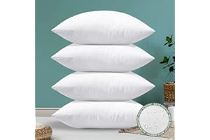Sungeek Confezione da 4 cuscinetti interni impermeabili, decorativi per esterni, morbidi e soffici, per patio, panchina, divano, letto, 45 x 45 cm, bianco
