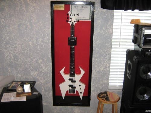 Hardwood guitar display case glossy black finish by Pennzoni Display