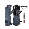 Grillhandschuhe Mit Kostenlose Grillbrste Ofenhandschuhe 40cm Extra Lange Rmel Hitzebestndig Lederhandschuh
