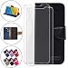 Produktbild HYMY Denim Hülle für ZTE Blade V9 Vita + 2 Pcs Schutzfolie Panzerglas Folie - Lederhülle Flip Schutzhülle Card Slot mit Brieftasche Handyhülle Bookstyle Flip Cover Case-Black